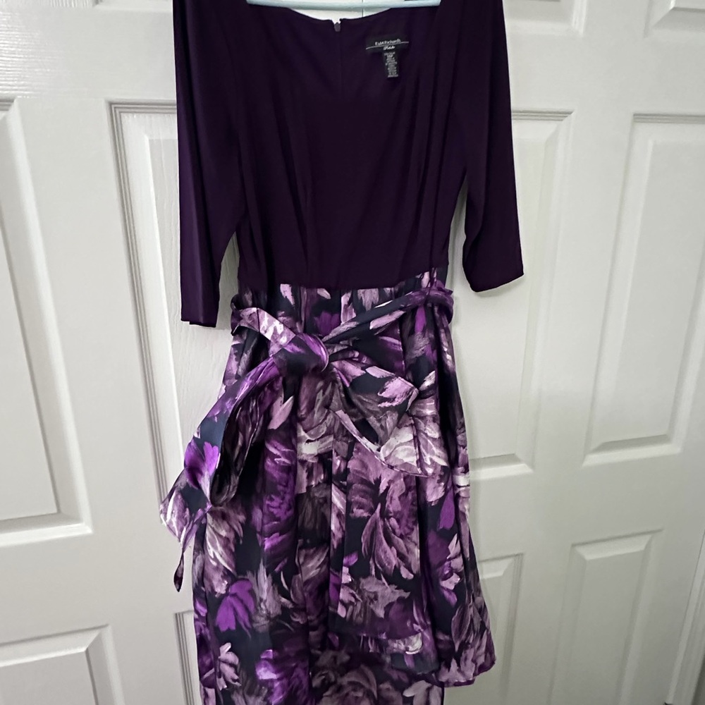 Dress Barn Purple Floral Long Sleeve Dress
